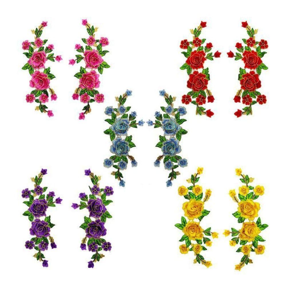 Stylish Flower Embroidered Patches Elegant DIY Sewing Patches Fabric Patches Dress Repair