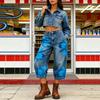 Damenmode Blumenmuster Denim Lässig Weite Beine Hose Hohe Taille Lockerer Schnitt Bequeme Hose Geeignet für den Alltag
