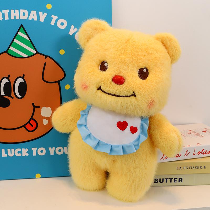 

Yellow Red Bear Heart Drool Towel Plush Toy Doll Pillow Children Gift Birthday 30cm/11.81in