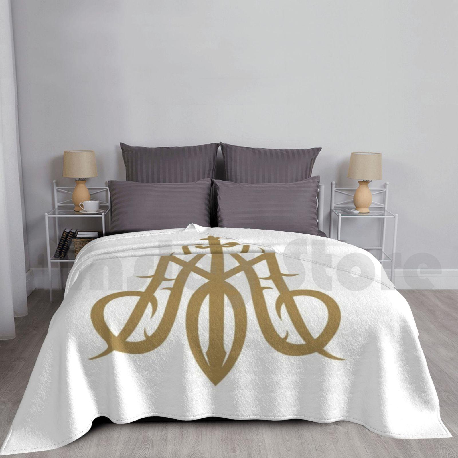 Virgin Mary Monogram Ave Maria Blanket For Sofa Bed Travel Ave Maria Catholic Christian Mary Jesus Hail Mary Size: 75*100cm, Weight: 230 GSM