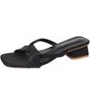 Travel and vacation wedge sandals summer thick heel temperament one-word slippers fairy middle heel outer wear women's high heel sandals