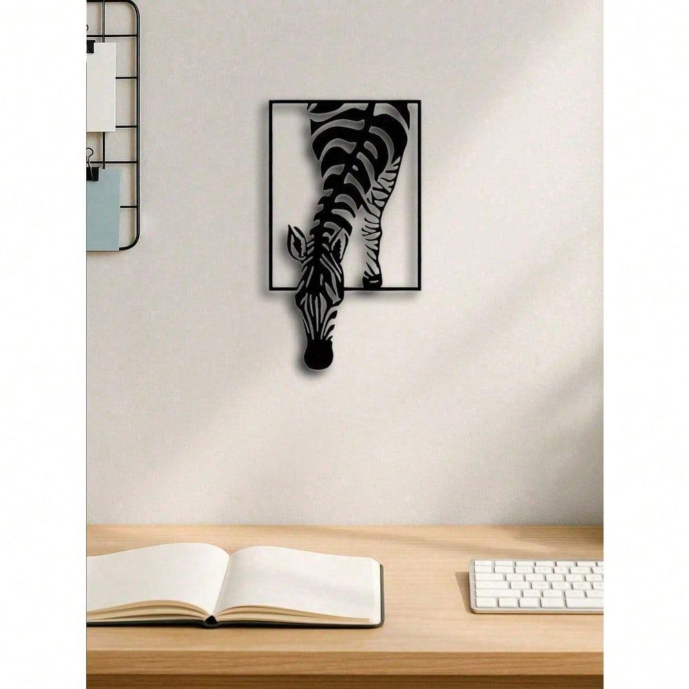 Modern Metal Zebra Wall Art Black White Animal Decor Minimalist Wildlife Sculpture for Farmhouse Living Room Office Bedroom Indoor Outdoor Home Accent