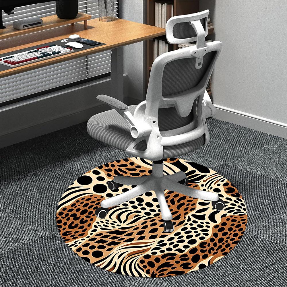 

1pc Leopard Print Animal Office Round Area Rug, Indoor Mat Suitable ForOffice, Under Office Chairs Bedroom Living Room Home Decor, Room Deco T114 80cm by 80cm