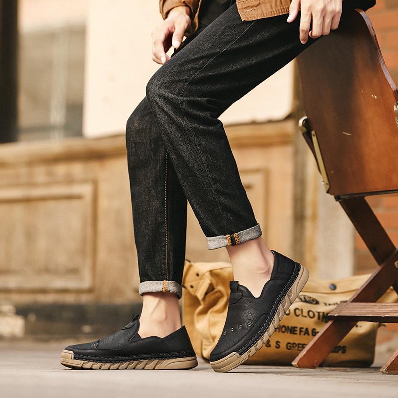 Outdoor Comfortable Ankle Sports and Casual Leather Shoes Autumn Fashion Brand Breathable Handmade Stitching Casual Men's Shoes