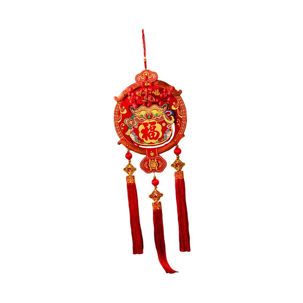 Chinese New Year Ornament Decorative Traditional Spring Festival Decor Entryway Hanging Sign with Tassels for Window Living Room