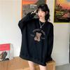 Harajuku new fat MM large size loose printing niche cartoon sweater women's velvet jacket