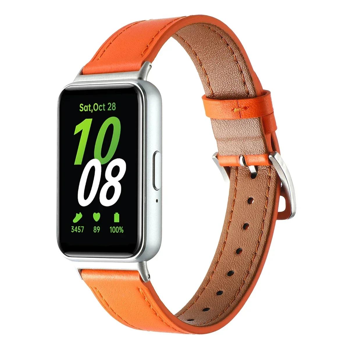 

Натуральна шкіра Ремінець Для Samsung Galaxy Fit 3 Годинника Ремінці Аксесуари Замінний Ремінець Браслет На зап ястя Для Galaxy Fit 3 Браслет correa For Samsung Fit 3 помаранчевий