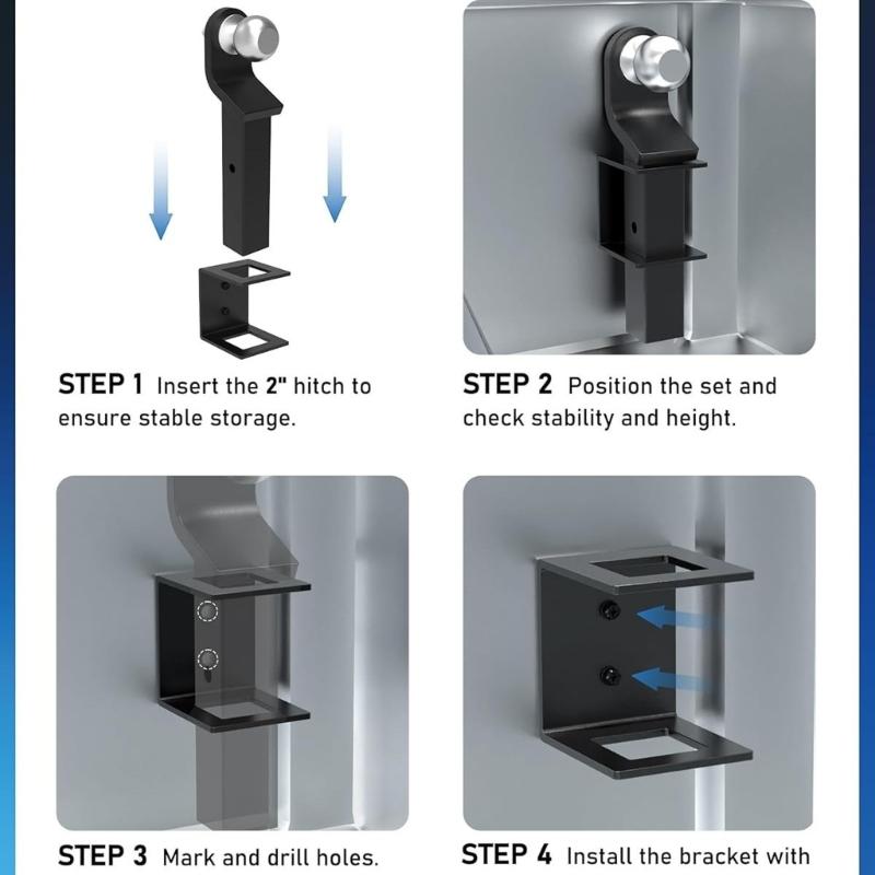 Heavy Duty 2in Trailer Hitch Storage Bracket 150lb Load Capacity for Secure Mounting and Easy Installation On Truck Beds