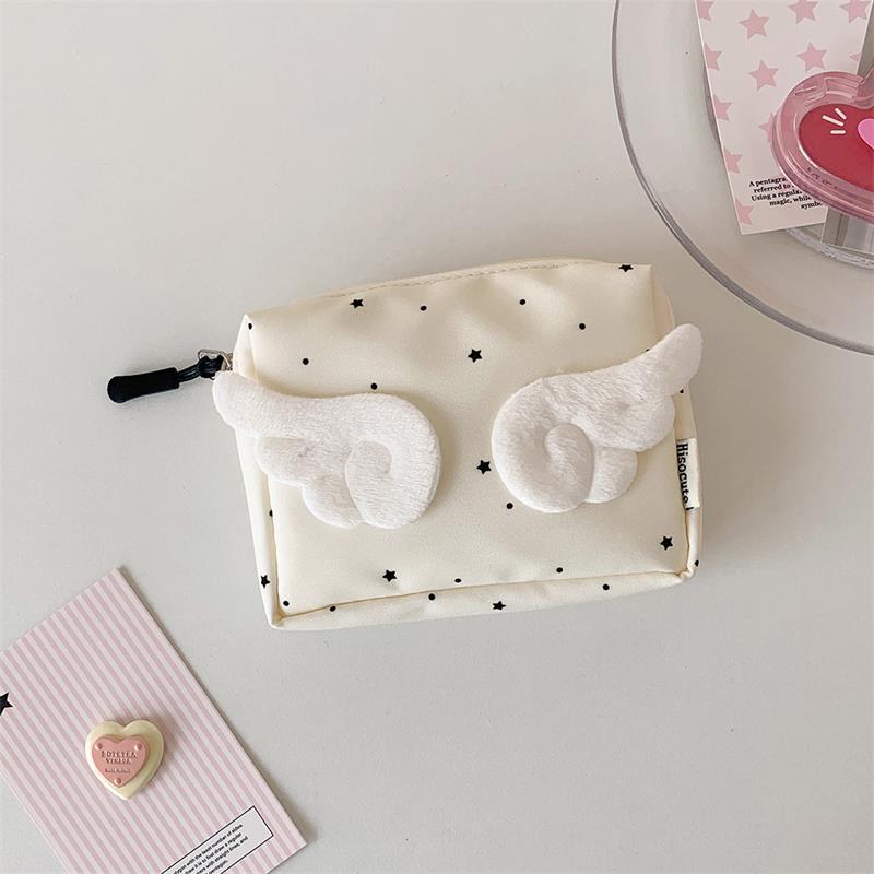 

Милый Ангельское Крыло Звезда Женские Косметички Кошелек для Монет Сумка для Наушников Большая Вместимость Дорожная Сумка для Хранения Мелких Предметов Девичьи Подарки белый