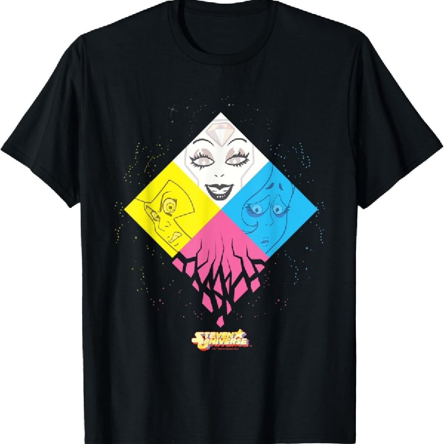 

Cartoon Network Steven Universe The Great Diamond Authority Unisex-Adults Kids Black T-Shirt S