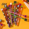 Creative Graffiti Pencils 12 Pcs Halloween with 3D Skull Ghost Pumpkin Cat Erasers, Erasers Wood Bulk for Goodie Bags, School Classroom Rewards