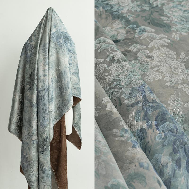 50x140cm Xiangyunsha Jacquard Fabric Modern Chinese Blouse Cheongsam Hanfu Skirt Designer Custom Textile Material