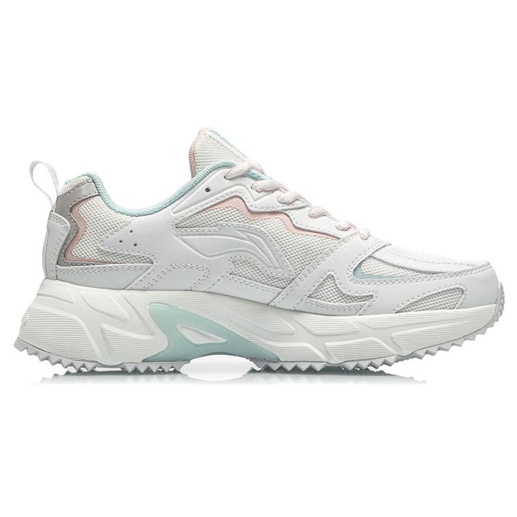 Li Ning Abrasion Resistant Slip Resistant Lightweight Low Top Running Shoes Women's White Pink ARLQ004-5