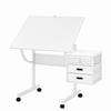 1500 Pieces Jigsaw Puzzle Metal Table Board for Adults Gift with 4 Trays, 2 Storage Drawers and Wheels (white)
