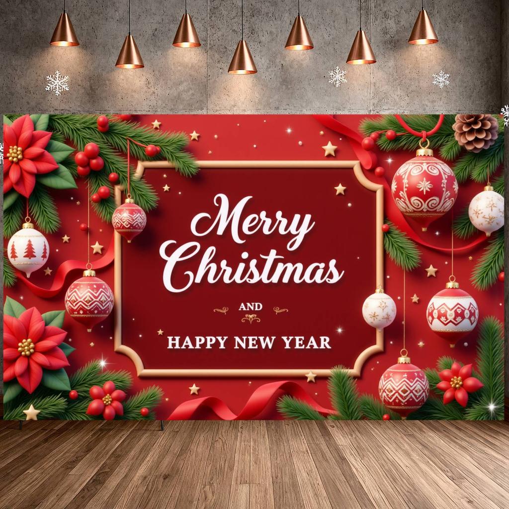 Celebration Display Ribbon Accents New Year Display Yuletide Backdrop Holiday Decorative Christmas Banner For Festive Party Home