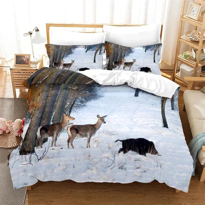 3D Print Sunset Wildlife Deer Elk GiraffeComfortable Duvet Cover Pillowcase Bedding Set Children Bedroom Decoration Home Textile