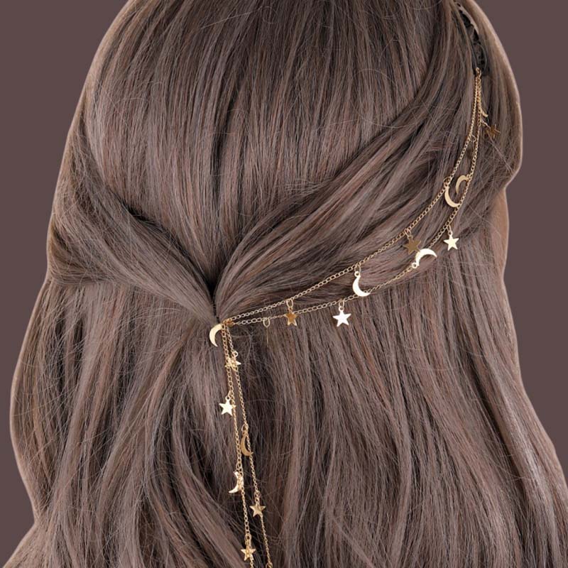 Catena per Capelli Vintage Color Oro per Donne Tendenza Frangia Metallica Fascia Intrecciata Accessori per Capelli Coda di Cavallo Copricapo da Matrimonio