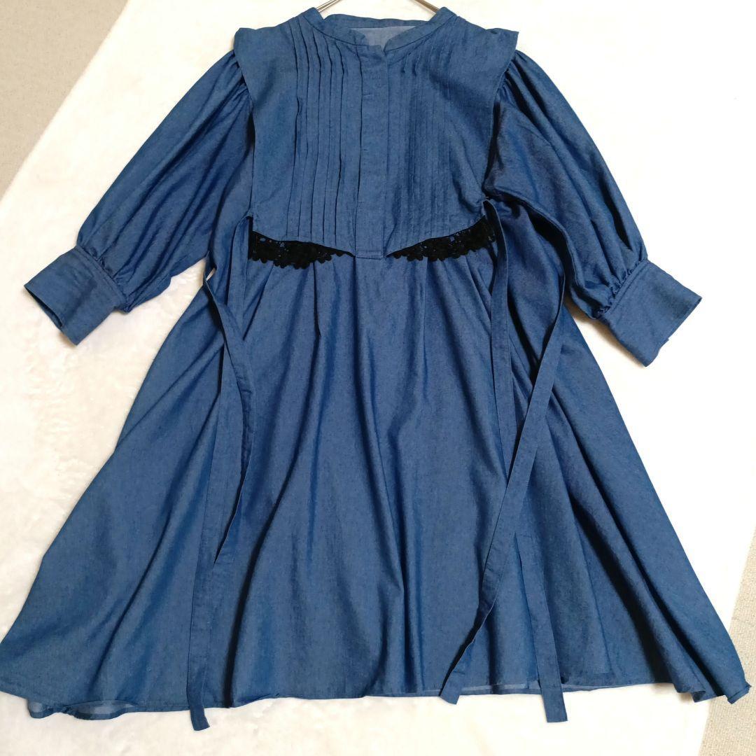 Lily Brown Pintuck Design Denim Mini Dress