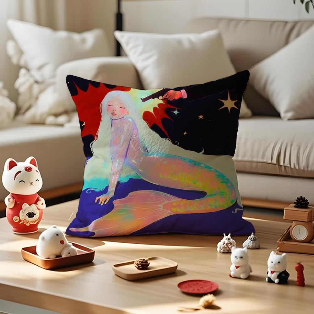 Neon Dream Cushion Cover Anti-dustmite Pillowcase Invisible Zipper Silky Short Plush Sofa Cushion Cover