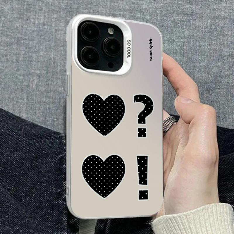 

Phone Case For iPhone 17 16 15 14 Plus 11 12 13 Pro Max X XR XS 17Air 16E Polka Dot Heart Question Mark Pattern Matte Hard Cover iPhone XR