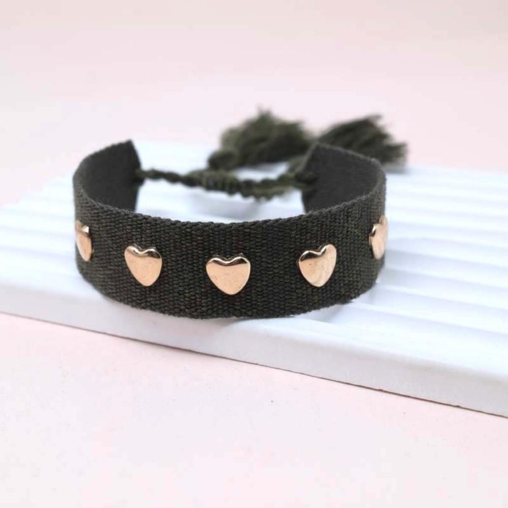 Heart Charm Handcrafted Wristband Handwoven Heart Charm Bracelet Tassel Wristband Daily Wear 1
