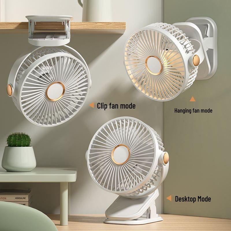 USB Rechargeable Clip-on Silent Fan for Office, Dorm, Bedside, and Stroller Use.