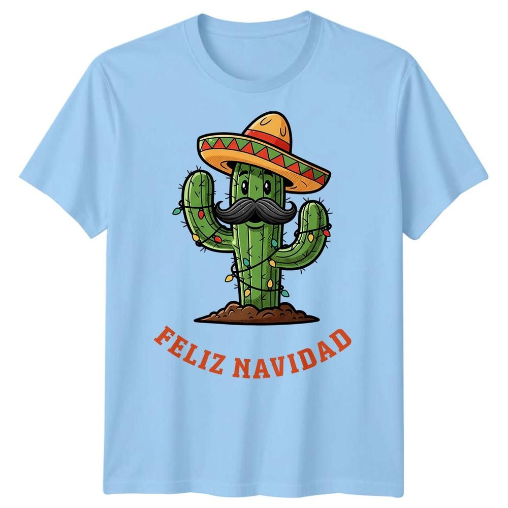 Cactus Feliz Navidad Christmas Holidays Unisexs TShirt Festive Sombrero Tee