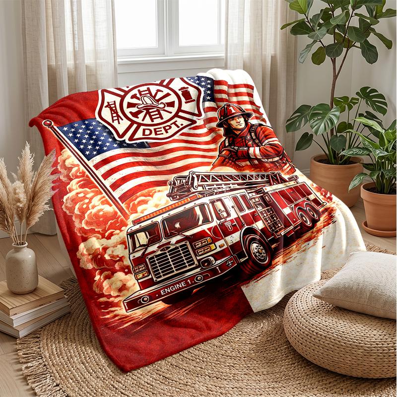 Fiery Truck Express Theme blanket Lightweight Warm Flannel Blanket Decorative Throw Blanket for Home Decoration