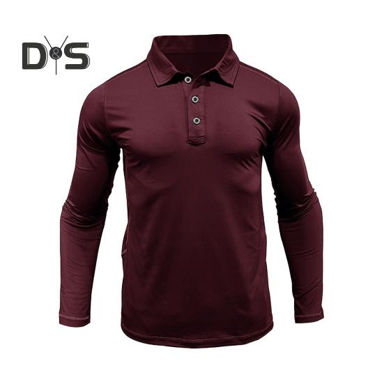 

Мужская рубашка весна-осень с отложным воротником на пуговицах, длинными рукавами, облегающий быстросохнущий свитер, тонкий топ для фитнеса и тренировок на открытом воздухе S вино красного