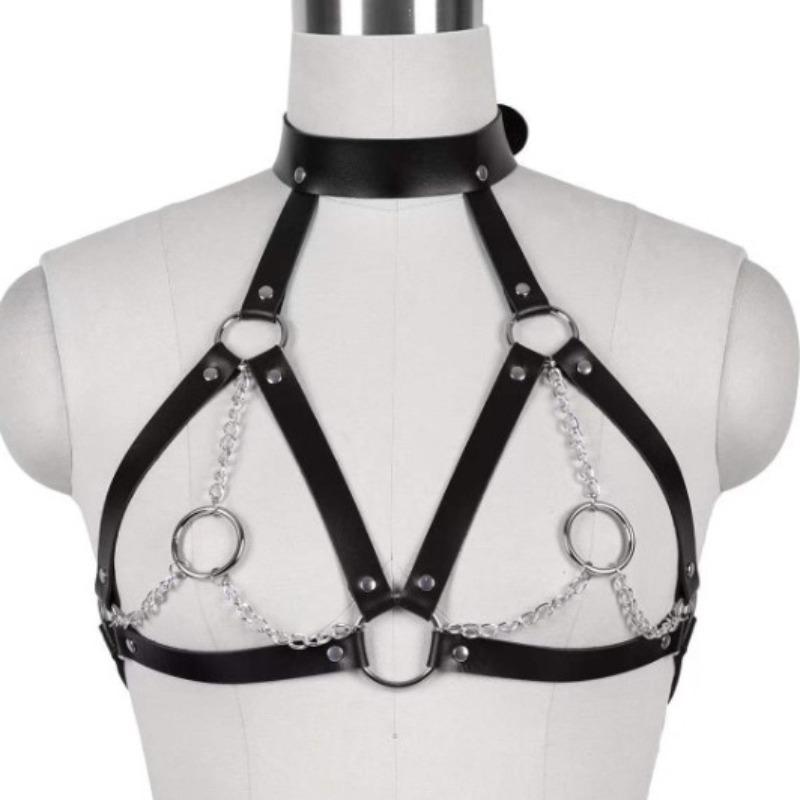 Women's Sexy Leather Body Harness –  Bondage Lingerie with Chest Straps & Gothic Fetish Appeal