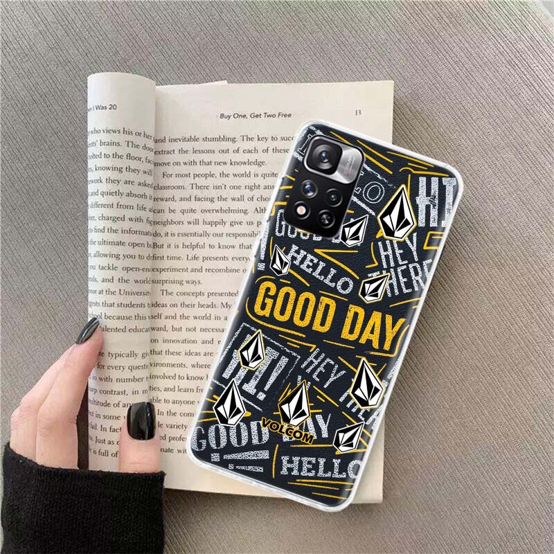 Volcom Logo Phone Case For Redmi Note 13 12 Pro Plus 14 15 Pro 5G 11 11T 11E 11S 10 Pro 10S 9 9S Cover Cell Clear TPU Capa Cases