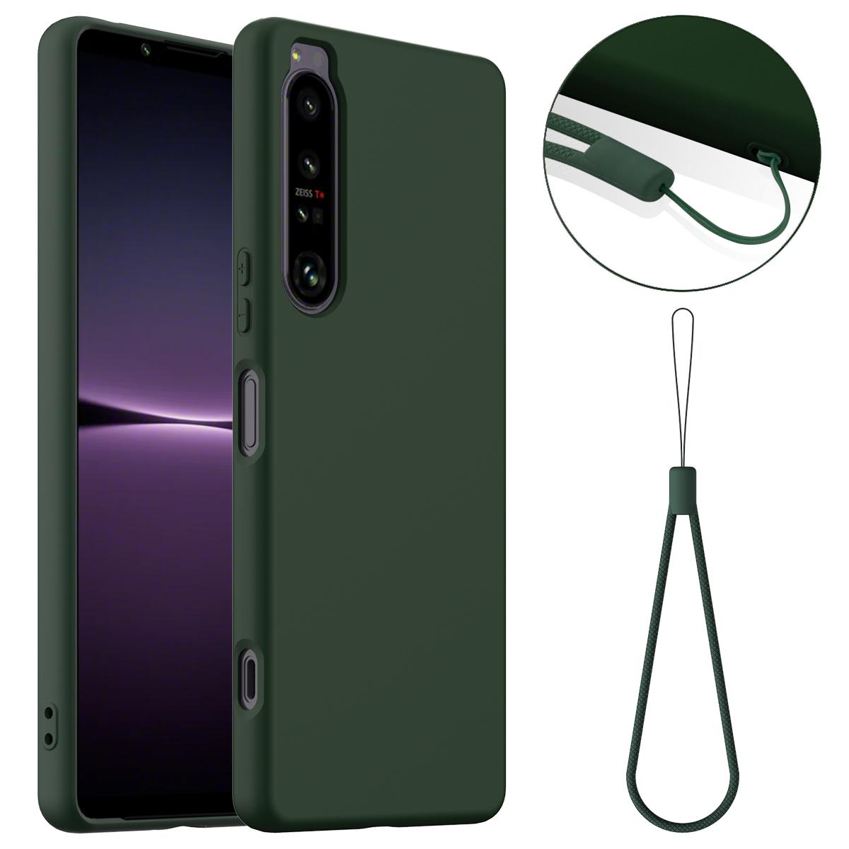 

Чехол для Sony Xperia 1 IV 5G, совместимый с MagSafe, жидкий силиконовый чехол для телефона со шнурком Dark Green