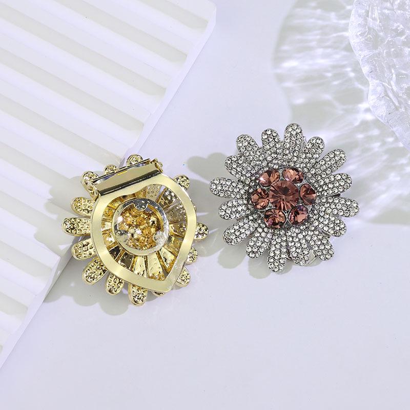 Korean Rhinestone Flower Brooch: Dual-Use Scarf Buckle & Pin Accessory
