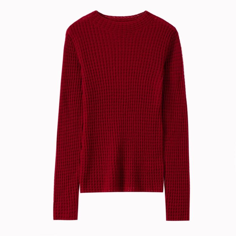 Detail exquisite semi-turtleneck slim-fit bottoming shirt full wool soft waxy temperament wool sweater