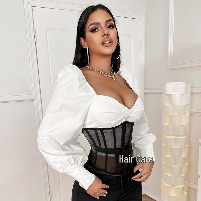 Versatile French Fashion Breathable Waist Slimming Cincher with Back Tie and 14 Boning Adjustment