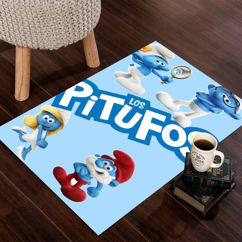 Blue Smurf Cartoon Characters Print Carpet Doormat Suitable For All Seasons Art Office Chair Cushion Doormat
