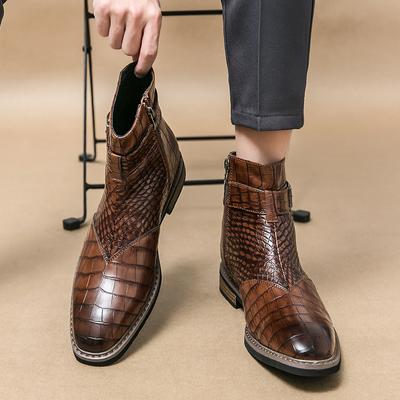 New Luxury Designer Brand Mens Genuine Leather Dress Office Man Shoes for Men Fashion Chelsea Casual Winter Ankle Boots Footwear