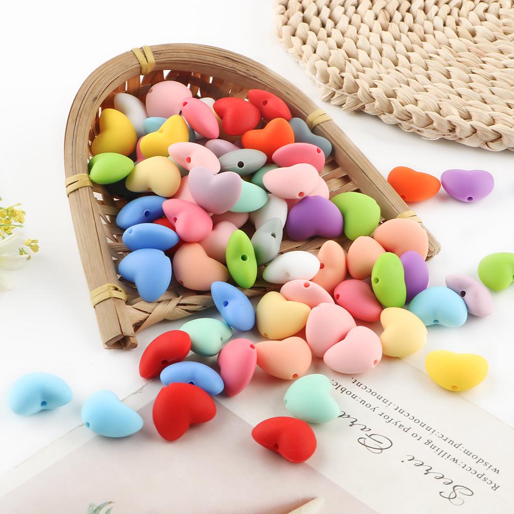 Kovict 21pcs Silicone Beads Heart Shape Charm For Jewelry Making Necklace Bracelets Accessories