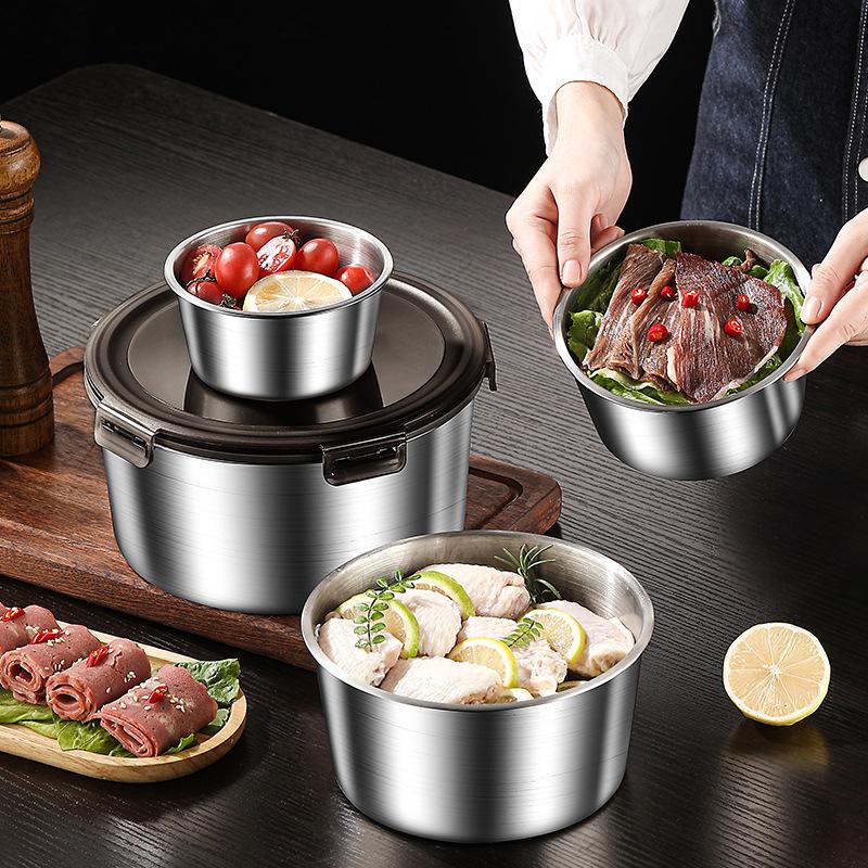Okrągły Pojemnik na Lunch ze Stali Nierdzewnej 304 - Szczelny Pojemnik Bento i na Żywność