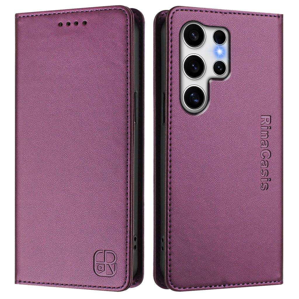 For Samsung Galaxy S25 Ultra Leather Case RINACASIS RC01 Phone Cover with RFID Blocking Wallet Stand