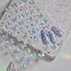 Gradient White Pink Butterfly Flower Shiny Stars Chic Spring Petal 5D Soft Adhesive Nail Art Stickers Decorations Manicure Decal