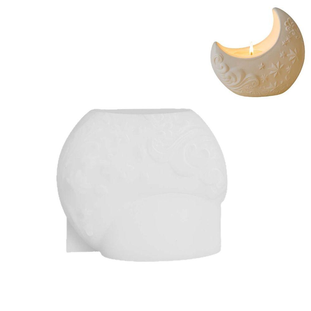 New Moon Shape Aromatherapy Candle Mold 3D Reusable Plaster Mold Handmade Silicone Scented Candle Mold Home Decor