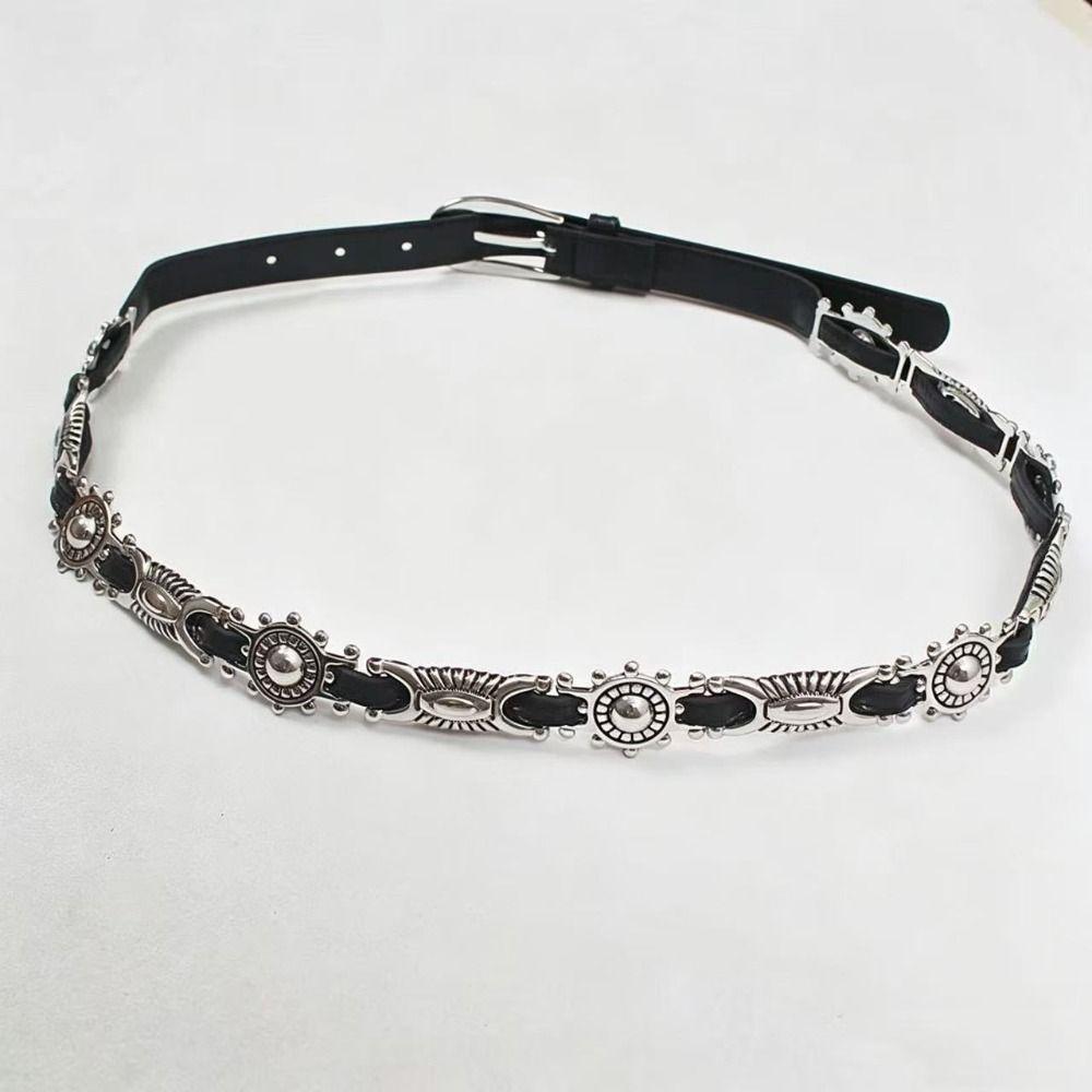 Y2K Bohemian Style Belts Thin Ethnic Style Waistband Punk Metal Carved Belts  Jeans Decorative