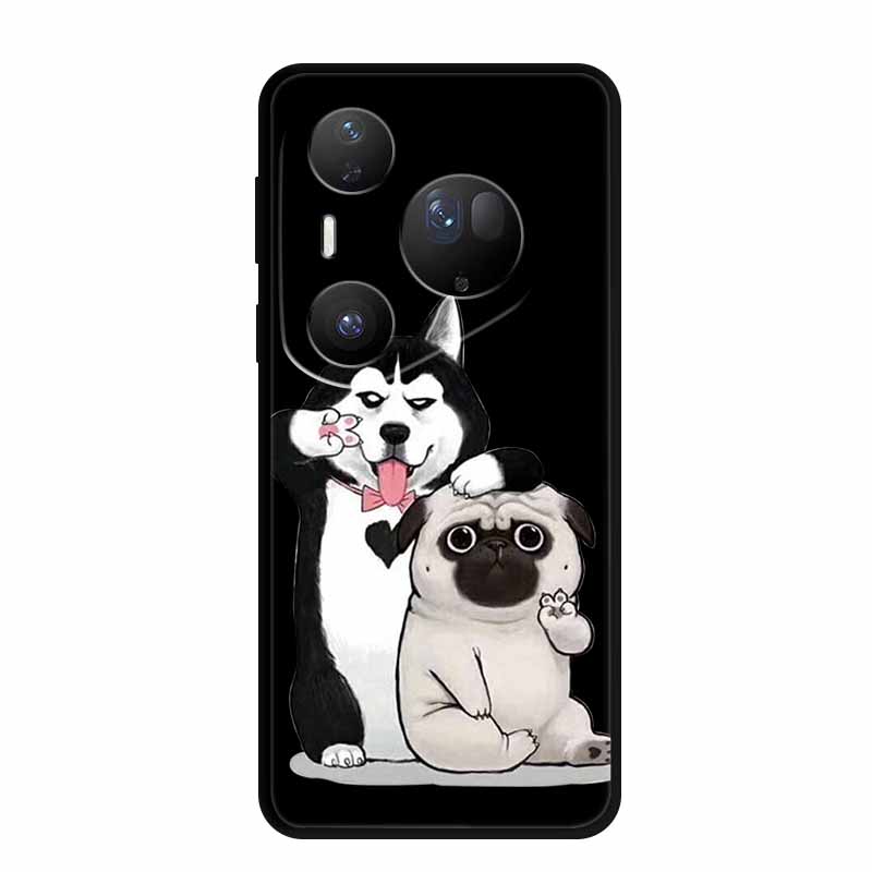 For Huawei Pura 80 Ultra 5G Case Coque Cartoon Cat Painted Black Silicone Soft Back Cover For Huawei Pura 80 Ultra Cases Shells