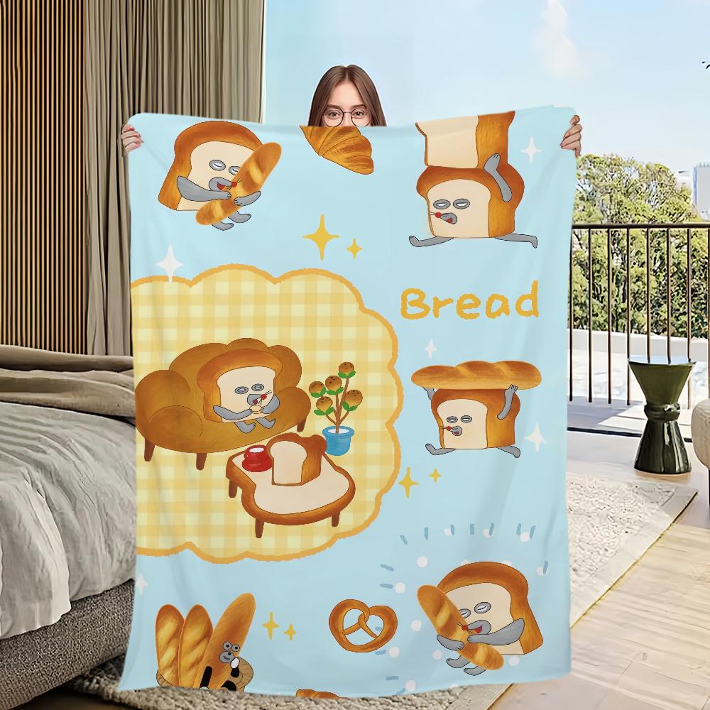 Flannel warm comfort  soft Picture plush Breads Thief blanket for sofa living room office bedroom travel book gift