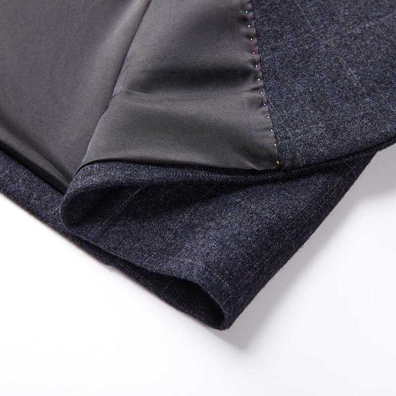 MONTAGUT Men's Brushed Warm Business Suit Jacket with Dark Plaid Pattern