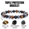 8/10 mm Naturstein-Armband, Tigerauge, dreifacher Samenschutz, Hämatit und schwarzer Obsidian, Armband für Paare, Geschenk, Schmuck
