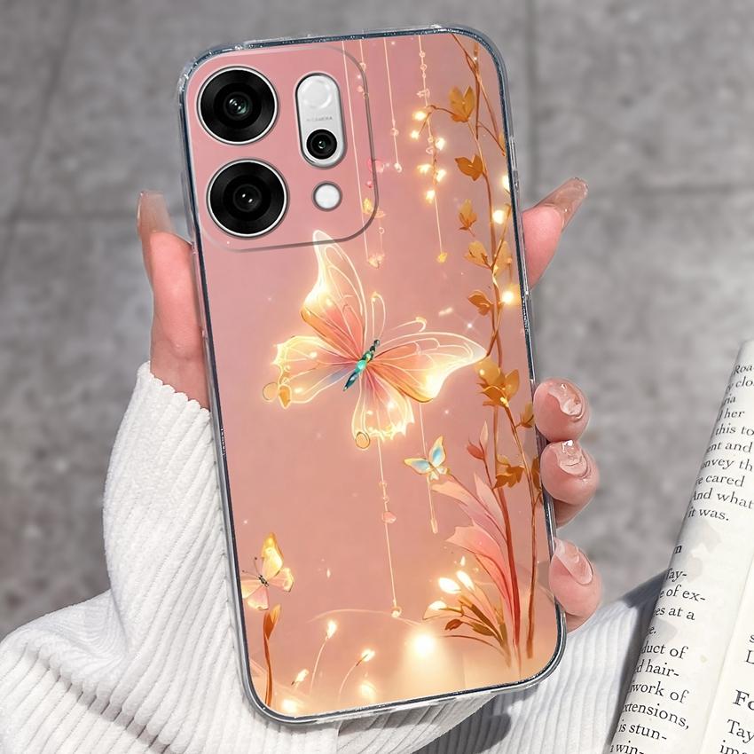 

Прозорий протиударний чохол для телефону Oppo Reno14 13 12 11 10 9 Pro 14F 13F 12F 4G 5G з кумедними візерунками чорного кота, м який силіконовий протиковзкий чохол для Oppo Oppo Reno13 Pro 5G