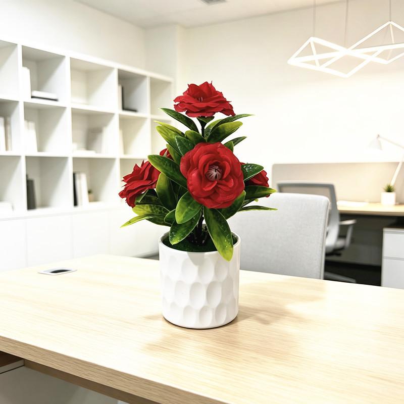 Romantic Rose Artificial Plant With Plastic Material For Wedding Decor And Photography Props