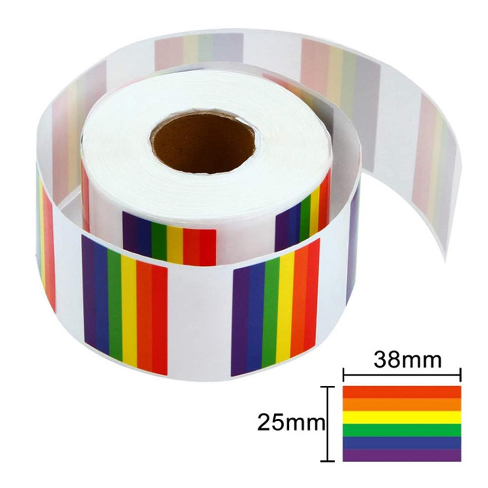 Valentines Gay Stickers Rectangle Rainbow Stripe Roll Tape Stickers Self Adhesive Stickers Roll